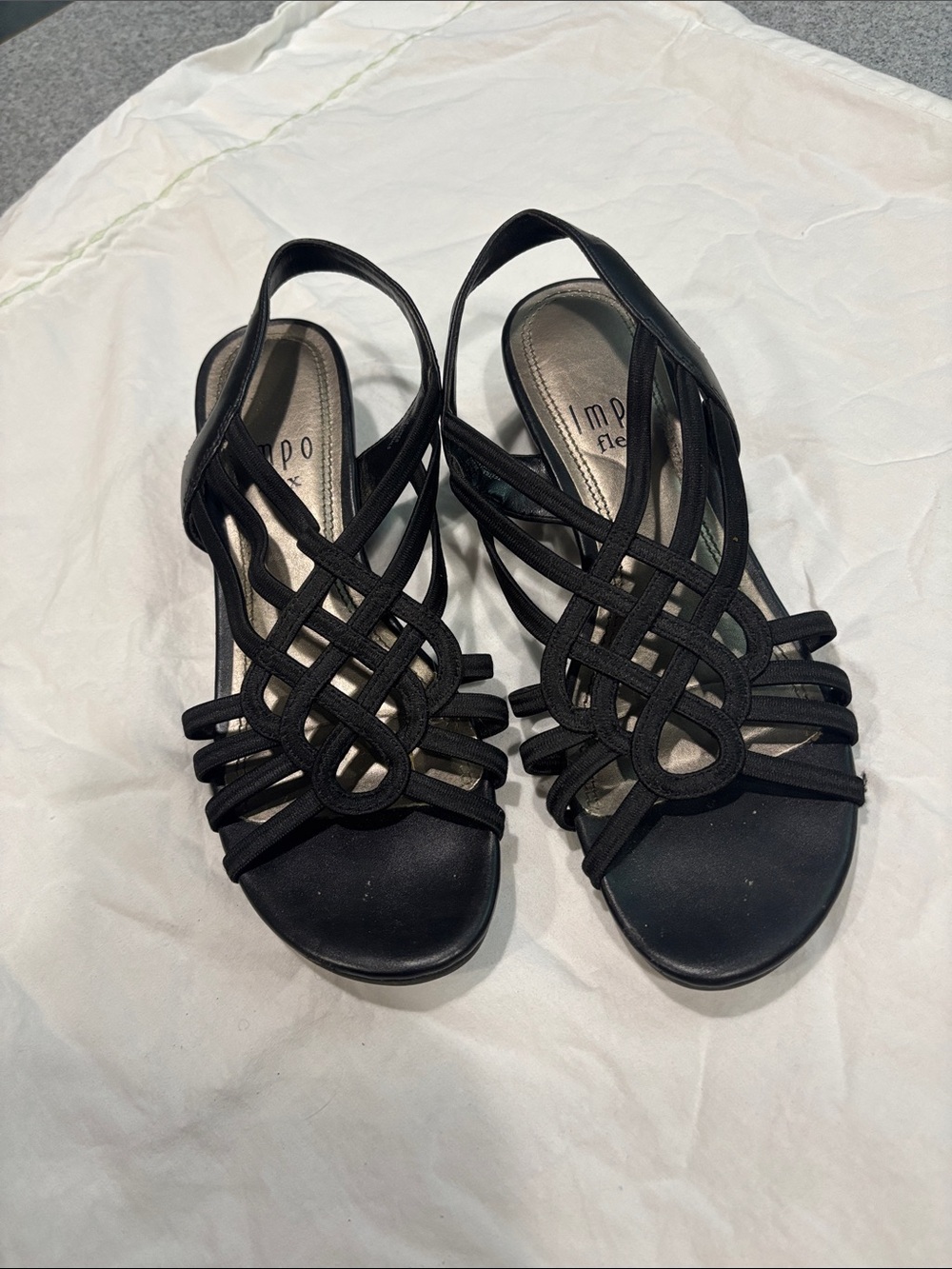 Impo Black Woven Strappy Sandals